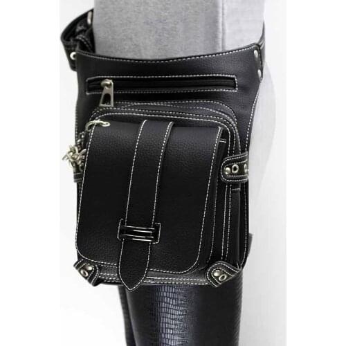 Victorian Gothic Black PU Leather Steampunk Waist Bag Unisex Cosplay Field Battle Game Retro Punk Utility Bag Corset Accessories