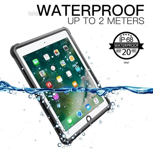 For iPad 9.7 2017 2018 Waterproof Case Shockproof DustProof Tablet Cover with Adjustable Stand Built-in Screen Protector
