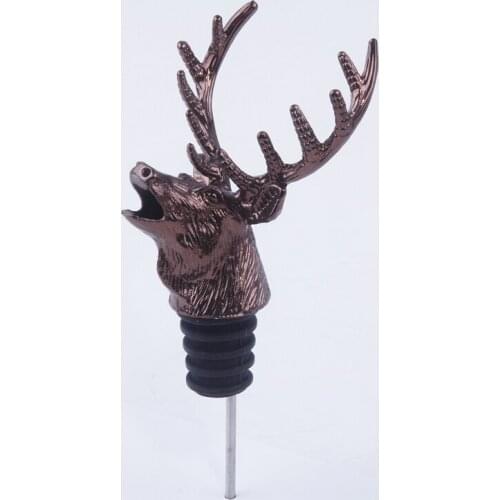 WOWSHINE NEW High quality FDA passed food grade zinc alloy stag head deep copper color wine pourer liquid bottle pourer