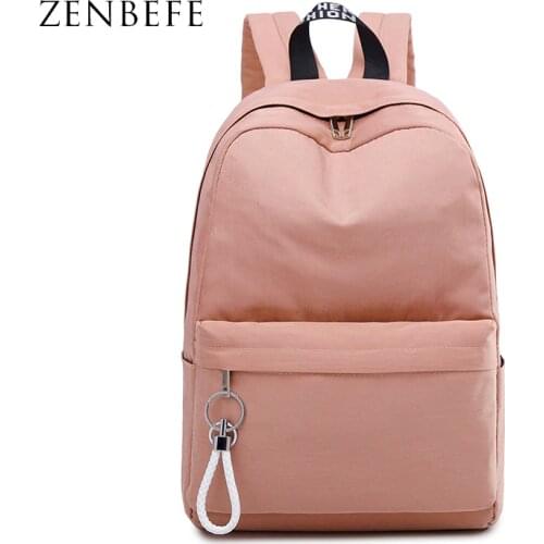 ZENBEFE New Arrival Backpack Simple Candy Colors School Bag For Teenagers Girls School Bookbags Nylon Waterproof Backpack Bag