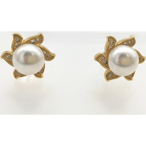 Natura Freshwa7-8 mm 5 color black white pink purple gray Freshwater aquaculture pearls have stud earrings microscope Zircon 002