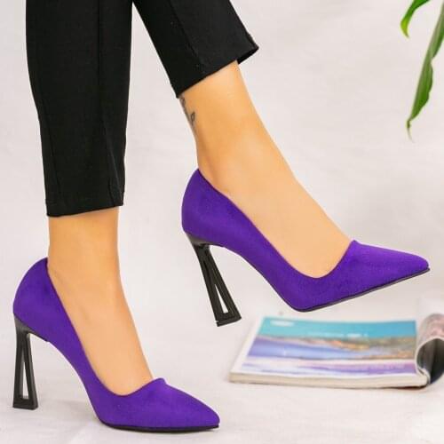 Tonar He Purple Suede High-Heeled Women 'S Shoes Spring Summer New Season Cool Comfortable Style Fashionable Casual Street Fashion