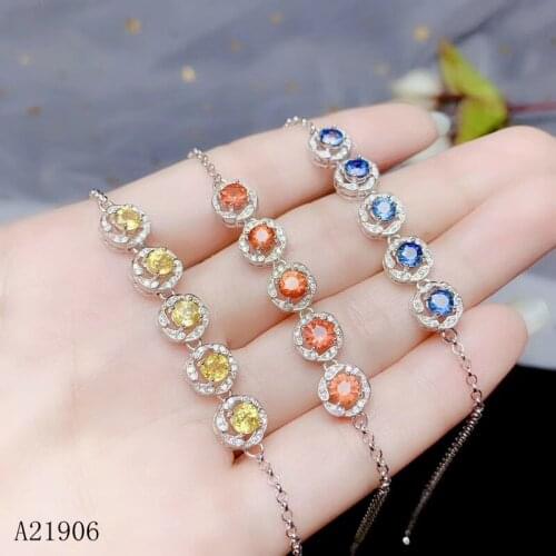 KJJEAXCMY boutique jewelry 925 sterling silver inlaid natural color sapphire female bracelet support detection