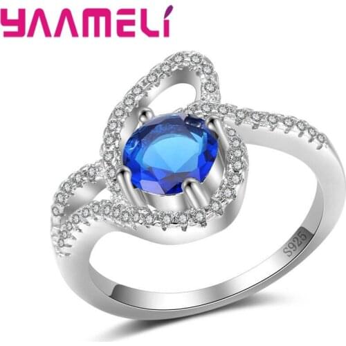 Charming Oval Crystal Cubic Zirocnia Finger Rings Brilliant 925 Sterling Silver Accessories Jewelry For Girls Women Gift