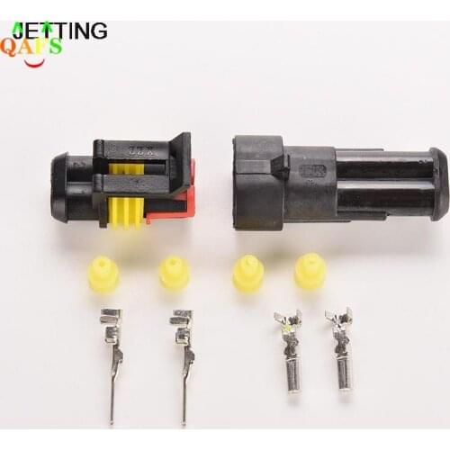 1 Set 2 Pin Way Sealed Electrical Wire Waterproof Black Auto Connector Plug Car Part Set