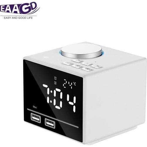 1Set Bluetooth Color Changing Alarm Clock FM Radio with USB Charging and Speakerphone (black/white)