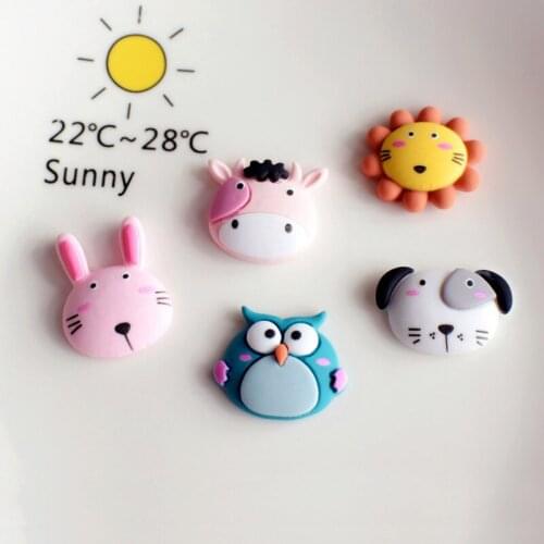 10Pcs Kawaii Cartoon Animal Head Flatback Resin Cabochon Rabbit Cow Owl Characters Fit Phone Decoration Scrapbooking Accessories