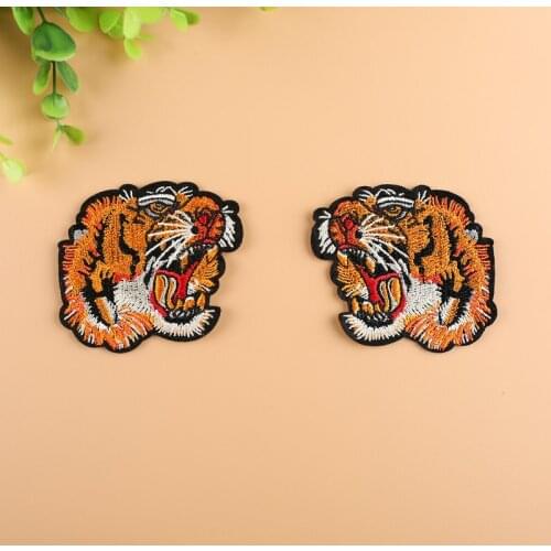 10pcs/lot Embroidery Patches Clothing Decoration Accessories Cute Animals Gold Tiger Diy Iron Heat Transfer Applique