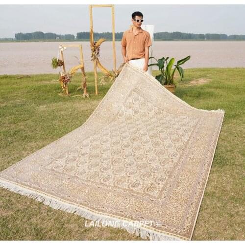 2x3m Vintage hand knotted cone silk persian oriental handmade area carpet (YL0956A)