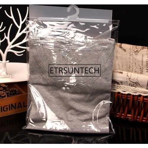 300pcs/lot Transparent waterproof PVC Cloth Storage Bag With Hanger Plastic Packaging Button Seal Bag Clothes Scarves Hook Bags