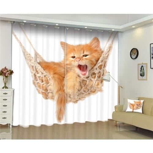 3D Curtains Cute Cats print Luxury Blackout Curtains For Living Room Children Bedroom Drapes Rideaux Cortinas Customized size