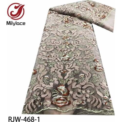 African Tulle Lace Fabric High Quality Laser Cut Embroidered Mesh Lace Fabric for Sewing Fabric RJW-468