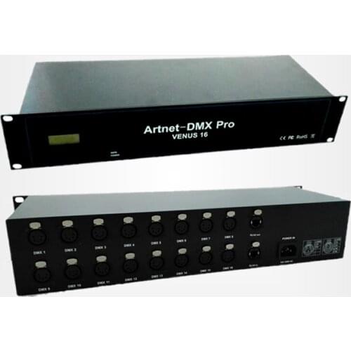 Artnet to DMX Node VENUS 16;artnet input;16x512 DMX512 signal output;With RJ45 in, RJ45 out, no need switch
