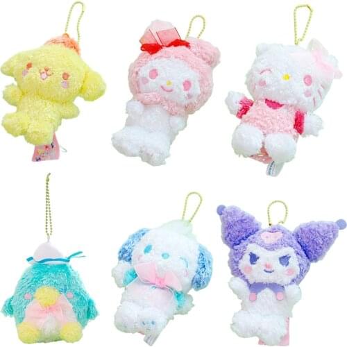 10cm Ins Style Cartoon Pendant Backpack Pendant Cinnamorol Mymelody Kuromi Onpompurin Pochacco Kitty Jam Keychain Key Ring