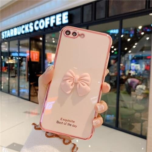 3D Bow Plating Phone Case For Samsung Galaxy A52 A72 A51 A71 5G A20 A30 A7 A9 2018 A32 A02 A02S A12 M31 M51 Phone Bags Cover
