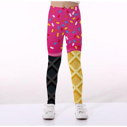 Kids Girls Stitching Color Leggings 2021 New Arrival Digital Printing Leggins Children Princess Fitness Yoga Pants Sport Clothes