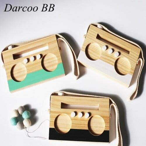 Children Baby Fashion Safe And Natural Wooden Toys Radio Style Blocks Toys Kids Boys Girls Birthday Gift