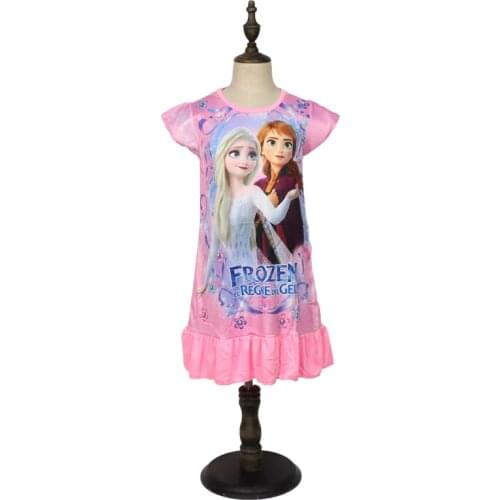Disney Frozen 2 Anna Elsa Princess Dress Girl Summer Short Sleeve Kids Clothes Childrens Pajamas Birthday Casual Costume 3 8 Y