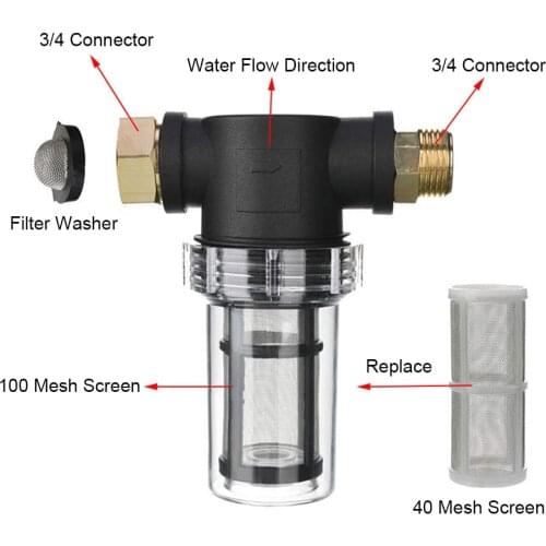 KKmoon Hose Filter for Pressure Washer Inlet Water Sediment Filter Attachment 100 Mesh and 40 Mesh Screen O-Ring Filter Hose