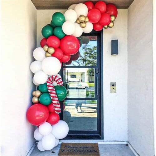 62pcs Red Green Christmas crutches balloon arches decorated suite Merry Christmas Party indoor and outdoor decorative items