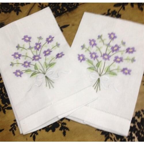 Fashion Unisex Handkerchiefs 12PCS/Lot 14x21" Linen Vintage Holiday Handkerchief Towels Embroidered Floral Hankies For Occasions