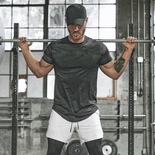 Mens Sport Running Jogging Shirts Tops Quick Dry Camo compression t-Shirts Tee Workout Gym Clothing Fitness Loose Shirts Jersey