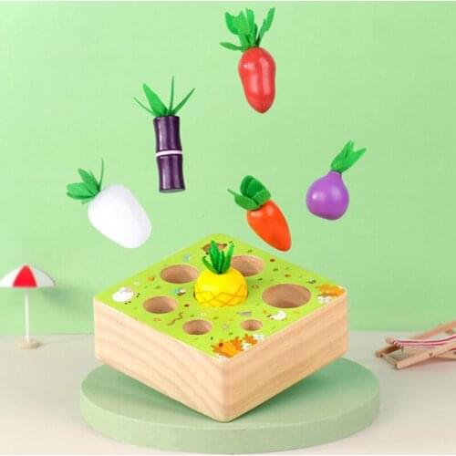 Wooden toy set baby pull carrot shape matching size cognitive color cognitive puzzle children wooden baby toys