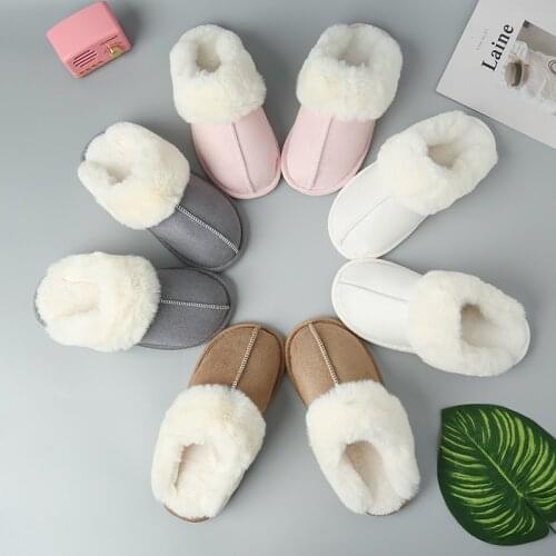 2021 New Cotton Slippers Women Household Home Shoes Faux Fur Sandales Waterproof Men Sandals Winter Non-slip Sandalias In Stock
