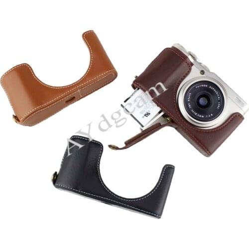 New Genuine Leather Camera Bag Case Half Body Cover For Fujifilm XF10 FUJI X-F10 Camera Bottom Case