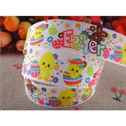 New arrival 7/8'' (22mm) 5 yards easter printed grosgrain ribbons cartoon ribbon diy hair accessories 15030243