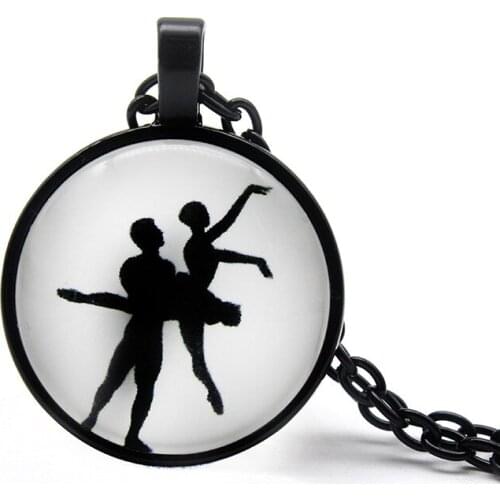 Ballet Dancer Couples Jewelry Ballet Dance Necklace Ballet Dancers Sweater Chain Necklace Cabochon Glass Pendant Necklace