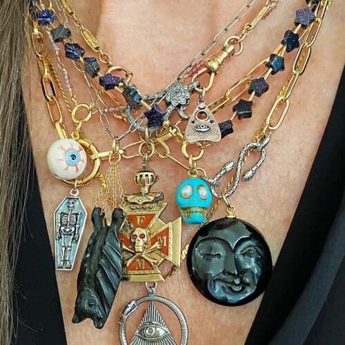 Handmade Red Jade Cressida Mother of Pearl natural stone Orion Sodalite Beaded Nova Black Onyx Star Necklace women jewelry