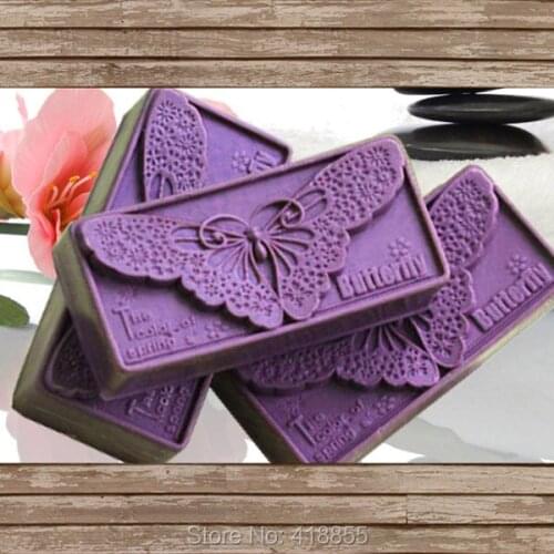 PRZY Silicone Mold Animals Handmade Soap Mold Beautiful Butterfly Pattern Square Soap Making Mould Clay Aroma Stone Moulds 001