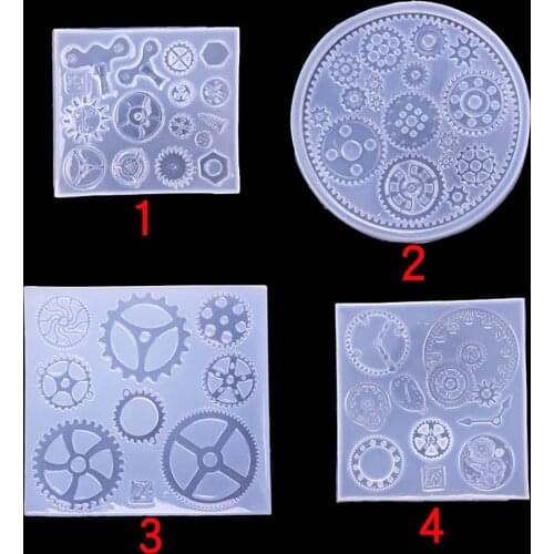 Steampunk Gear Silicone Molds Clockwork Cog Mold Gearwheel Mold Flexible UV Epoxy Resin Mould Pendants Jewelry Making Supplies