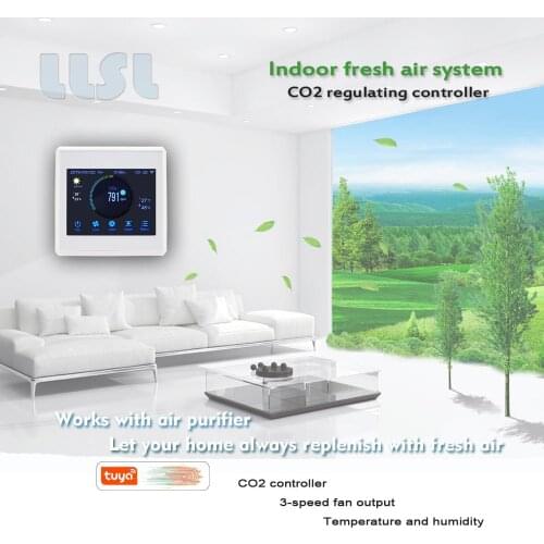 Smart home fresh air system controller C02 monitors the ventilation controller to improve indoor air quality, with 3-speed fan