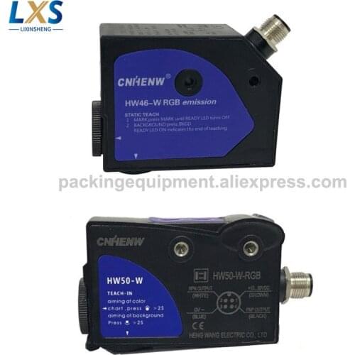 CNHENW Intelligent Three-color Light Source Color Mark Sensor HW46-W-RGB Proximity Sensor For Packaging Machinery