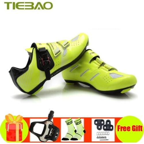 Tiebao Pro Cycling Shoes Road Men Women Self-locking SPD-SL Pedals Breathable Superstar Zapatillas Deportivas Hombre Bike Shoes