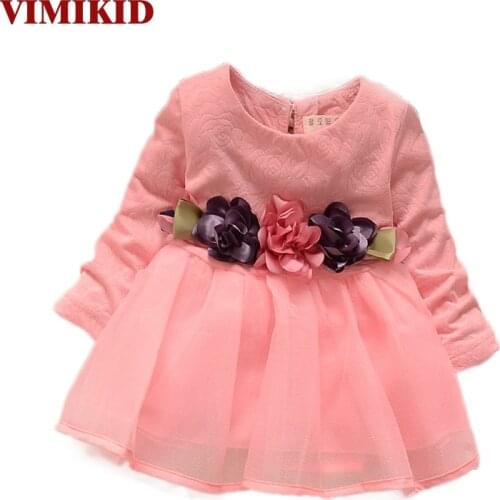 VIMIKID winter newborn fancy infant baby dresses girl frocks designs party wedding with long sleeves birthday dresses k1 k2