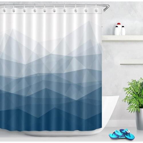 Geometric Patterns Gradient Shower Curtains Home Decor Waterproof Modern Bath Curtain with Hooks Durable Bathroom Curtain Fabric