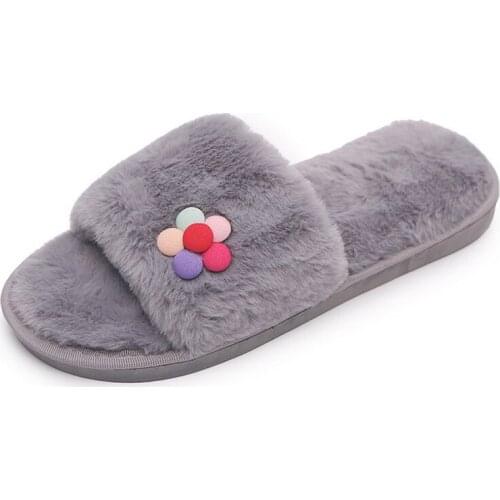 High Quality Women Slippers Solid Flat Indoor Shoes Winter Plush Warm Home Slippers