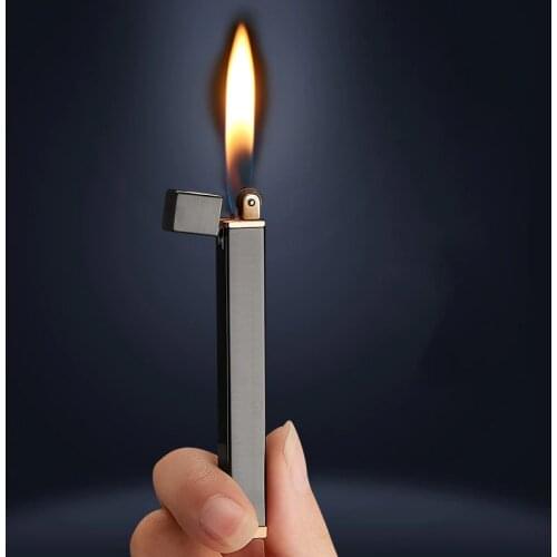 Mini Thin Square Strip Gas Lighters Flint Metal Funny Unusual Lighter Smoking Accessories Gadgets for Men