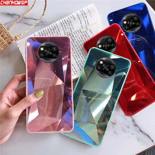 3D Mirror Diamond Soft Case For Xiaomi POCO X3 NFC M3 Prism Laser TPU Edge Back Cover For Xiaomi Pocophone X3 NFC M3 Phone Cases