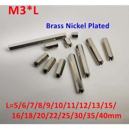 100pcs 50pcs M3*L Brass Standoff Spacer Female female Nickel Plated Spacing Screws Brass Threaded spacer hex spacer PCB Board