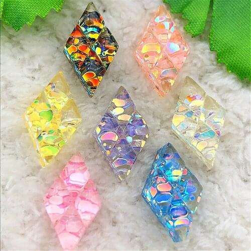 12PCS 10mm*20mm AB Horse Eye Resin Rhinestone Crystal Flat Back Sew on DIY