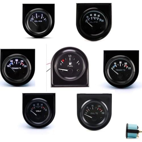 2" 52mm Car Gauge 12V Automobile Vehicle Meter Water Temp / Oil Temp / Oil Press / Fuel / Volts Meter Green Shell
