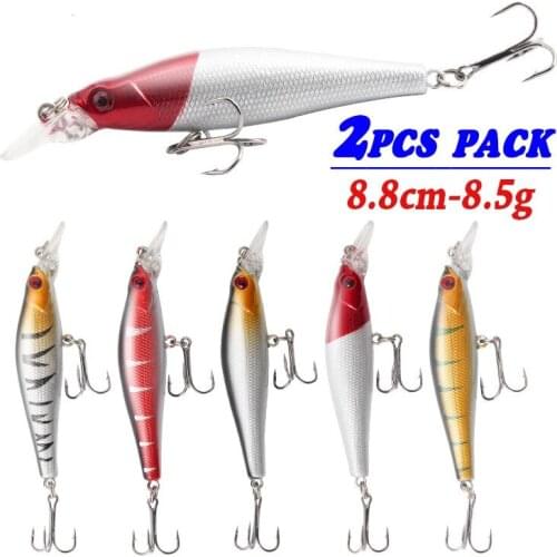 2PCS Minnow Fishing Lures Bass Cank Bait Artificial Hard Fish Lures Wobblers Swimbait Fishing Tackle 8.8cm-8.5g