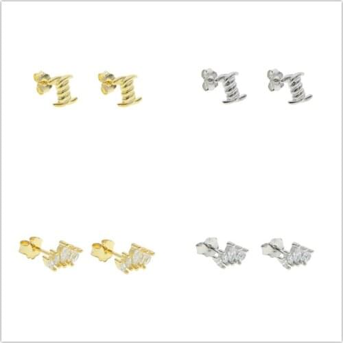 2 Styles 2 Colors 925 Steling Silver Cute Stud Earrings Hemp Flowers /Imperial Crown Shape Dainty Jewelry For Women Wedding Gift