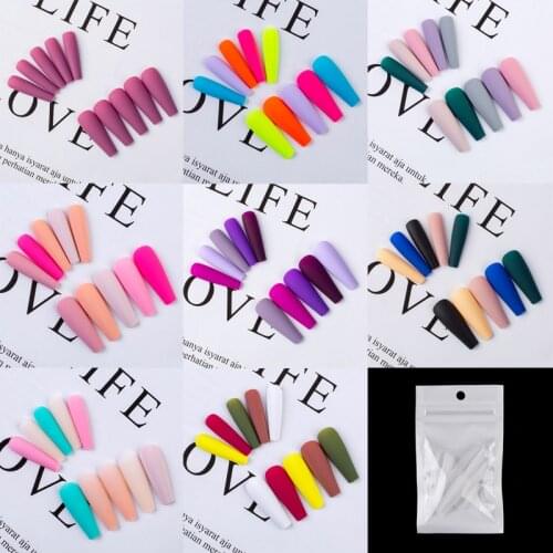 20 Pieces of Pure Color Ballerina Pearl Bag Full Coffin T Trapezoidal Matte Fake Nails Net Red Candy Fake Nails Nail Tip