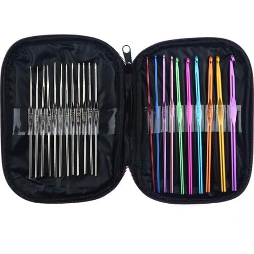 22Pcs/Set Multi-colour Aluminum Crochet Hooks Needles Knit Weave Craft Yarn Sewing Tools Crochet Hooks Sweater needle