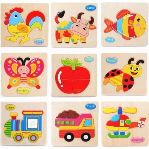 9 Pcs/lot Quality Three-Dimensional Colorful Wooden Puzzle Educational Toys Developmental Baby Toy Child Early Training Game